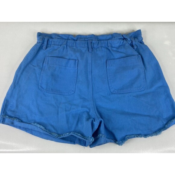 New In Collection Women Large Blue Shorts Cutoff Cuff Scrunch Waist NWT - Picture 2 of 7